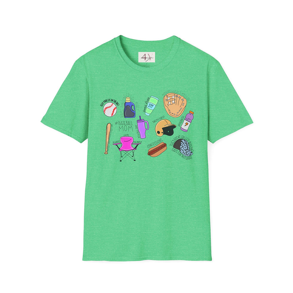 Thumbnail: Baseball Mom Essentials T-Shirt — Cute Sports Gear Icons