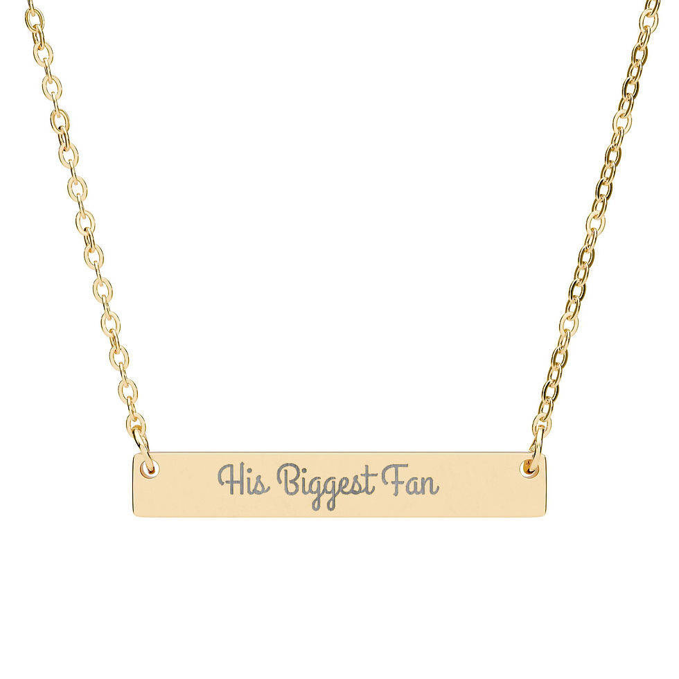Thumbnail: His Biggest Fan Engraved Bar Necklace — Personalized Horizontal Pendant Gift