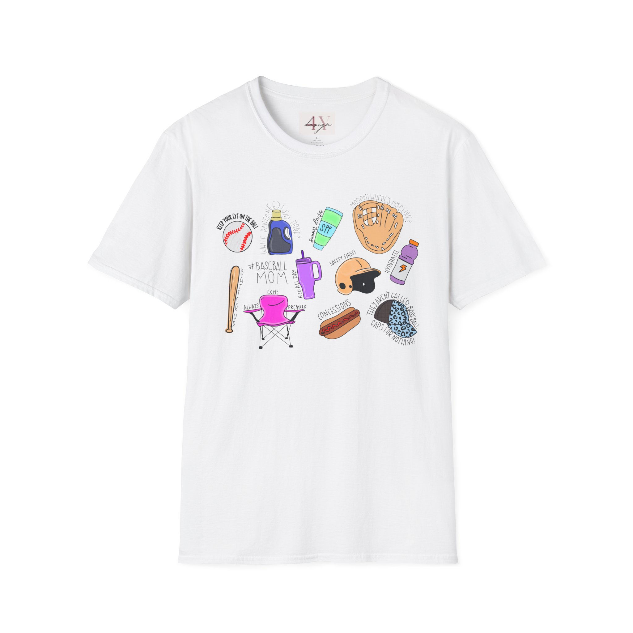 Baseball Mom Essentials T-Shirt — Cute Sports Gear Icons