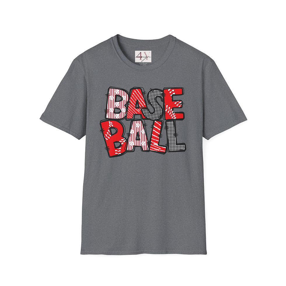 Thumbnail: Baseball T-Shirt — Red & Black Plaid Lettering