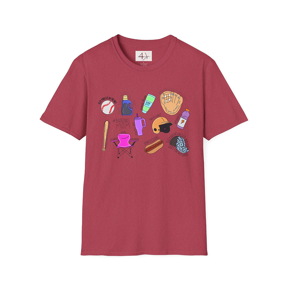 Thumbnail: Baseball Mom Essentials T-Shirt — Cute Sports Gear Icons