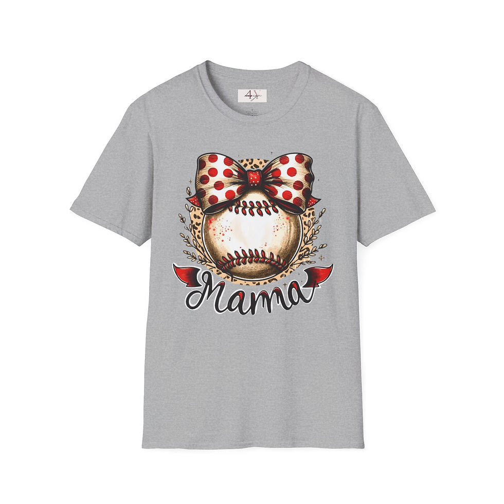 Thumbnail: Mama T-Shirt — Polka Dot Bow Baseball Mom Tee