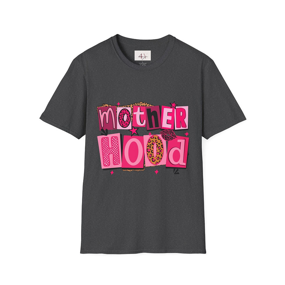 Thumbnail: Motherhood Graphic Tee - Retro Pink Patchwork Design