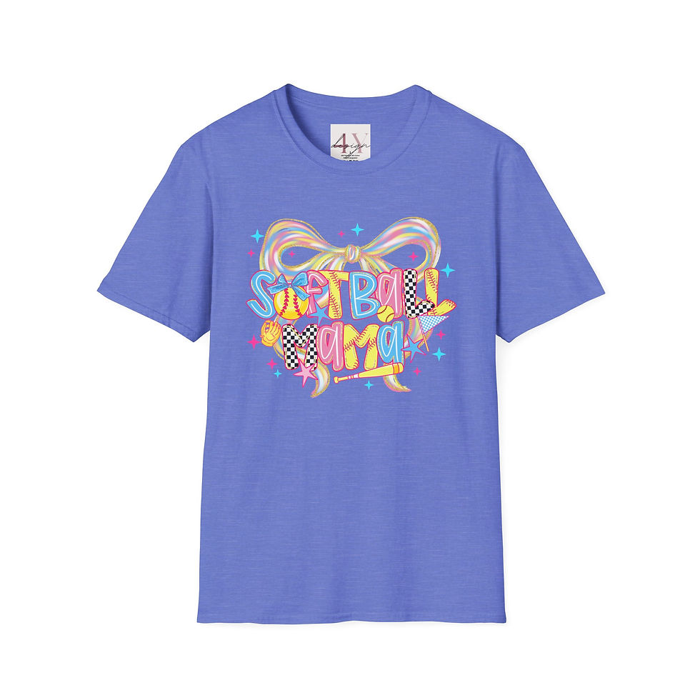 Thumbnail: Softball Mama T-Shirt — Colorful Bow Graphic for Moms & Players