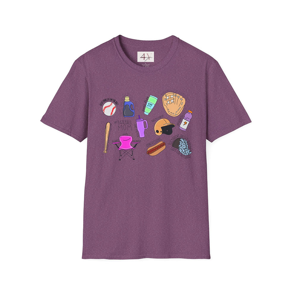 Thumbnail: Baseball Mom Essentials T-Shirt — Cute Sports Gear Icons