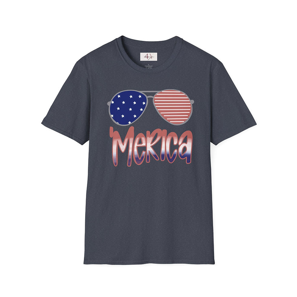 Thumbnail: 'Merica Sunglasses T-Shirt — Patriotic American Flag Aviator Tee for 4th of July
