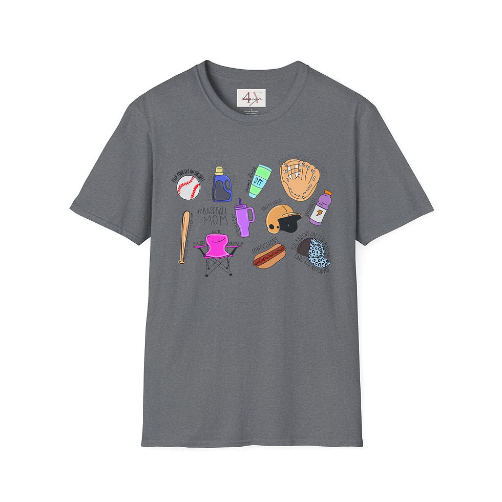 Thumbnail: Baseball Mom Essentials T-Shirt — Cute Sports Gear Icons