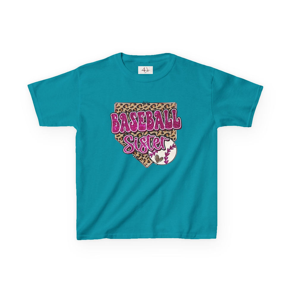 Thumbnail: Baseball Sister Kids Tee — Leopard Home Plate Design