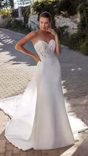 Eddy K EK1541 Cleo Crepe and Lace Mermaid Wedding Dress