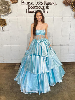 Gorgeous blue ball gown evening dress