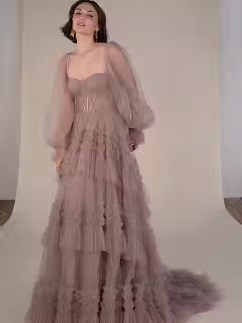 Long Sleeve Wedding Gown from All Who Wander in Champagne