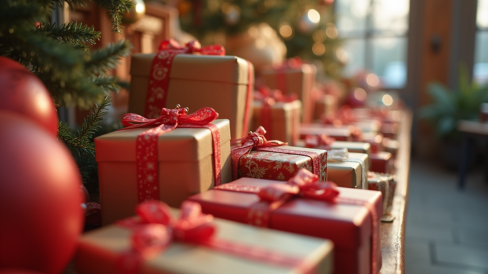 Eye-level view of a colorful display of personalized gifts