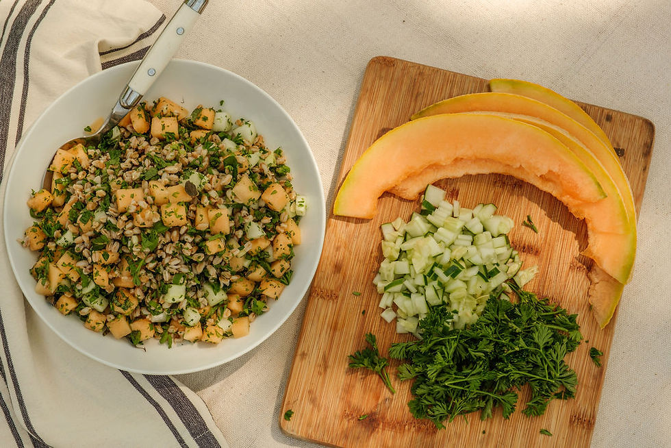Farro with Cantaloupe and Moringa