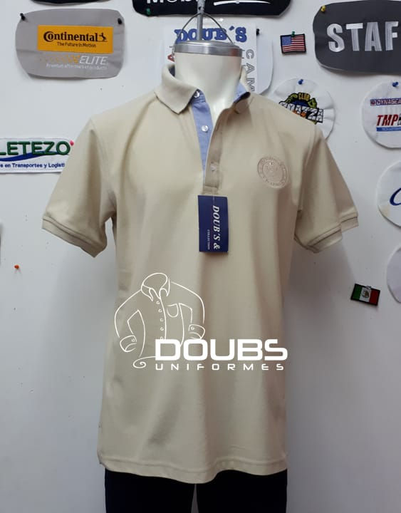 Playeras polo color hueso #15 mod. pie de cuello oxford marino