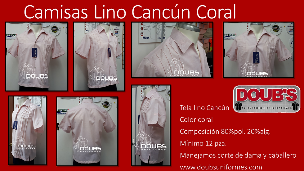 Miniatura: Camisas lino cancun coral postal