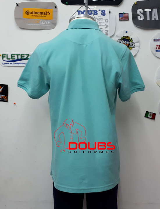 Miniatura: Playeras polo color aqua espalda