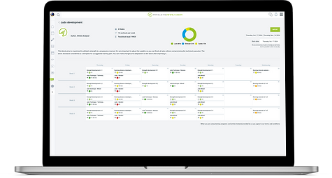 Screenshot of a detailed judo training plan with structured exercises and progress tracking, designed for athletes of all levels.