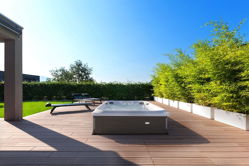Thumbnail: Jacuzzi®J-16 PowerActive™ Sunken into Decking Lifestyle