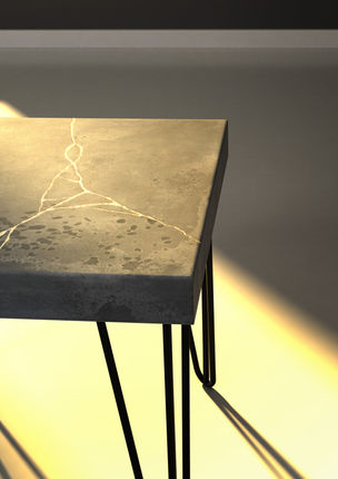 Concrete Kintsugi table by Unfound Creations