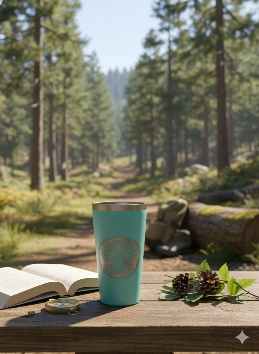 Thumbnail: 16oz Laser Engraved Tree of Life Tumbler - Stainless Steel Insulated Travel Mug