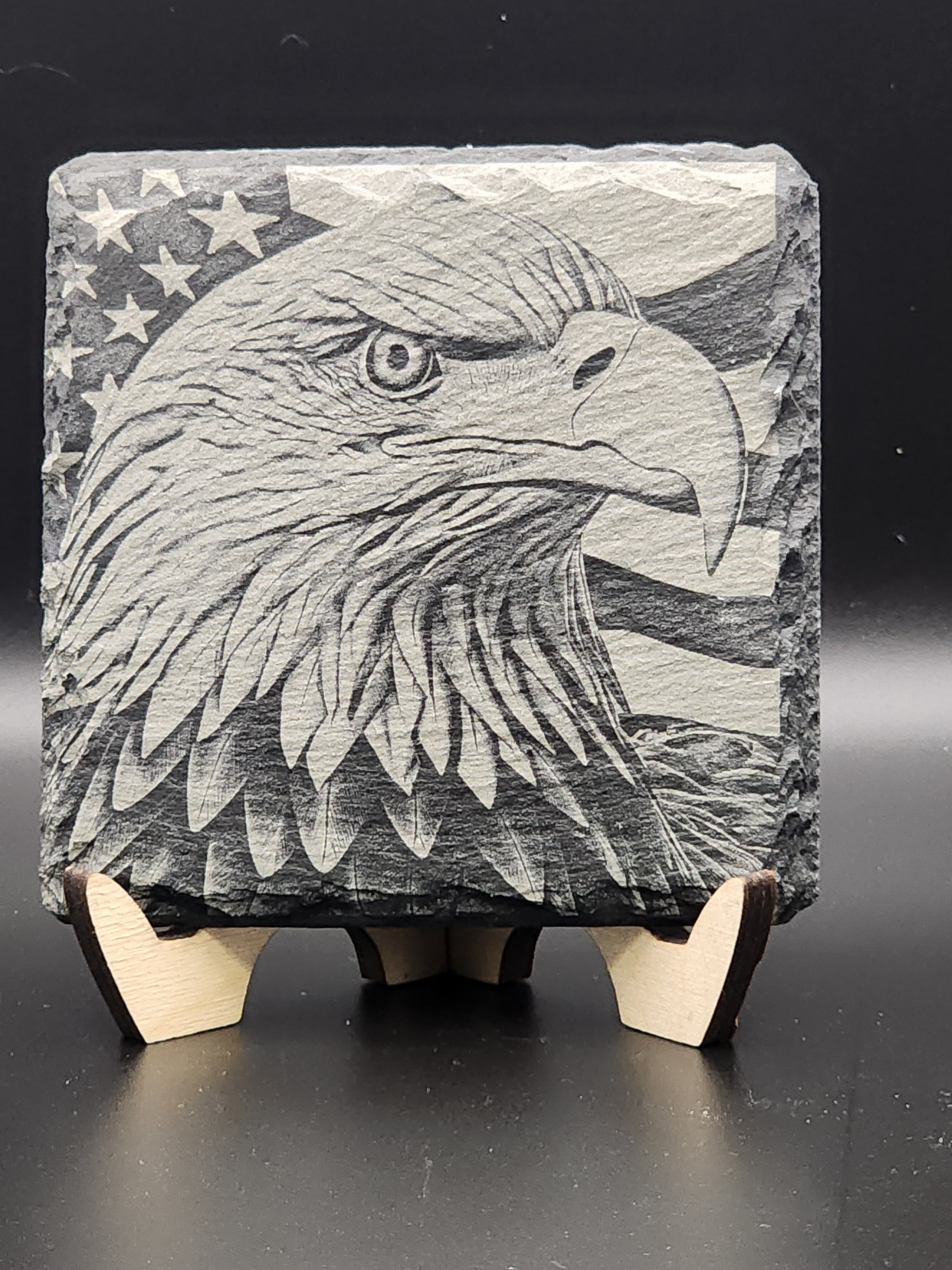 Eagle on flag. Slate coaster