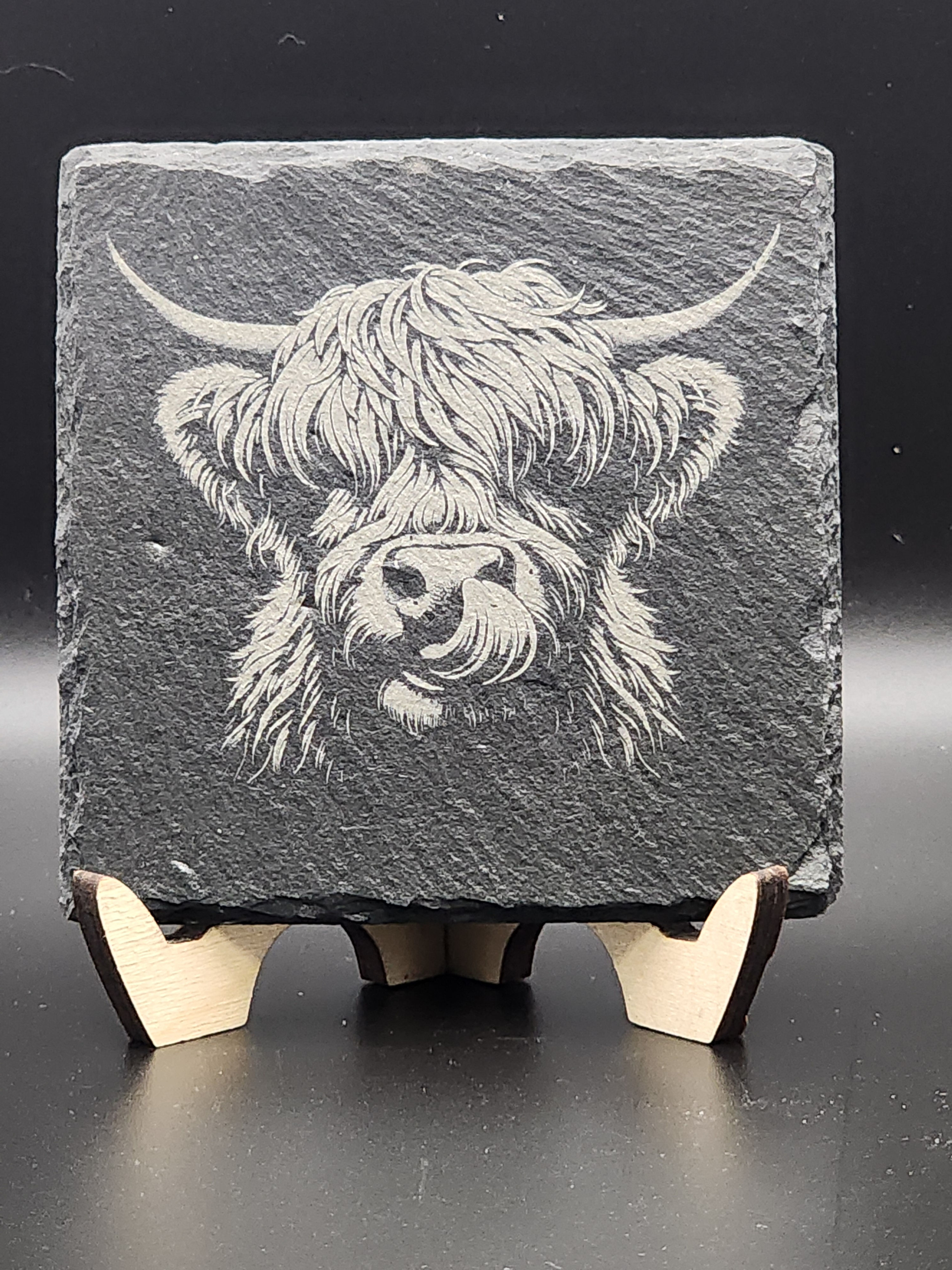 Highland Cow slate coaster