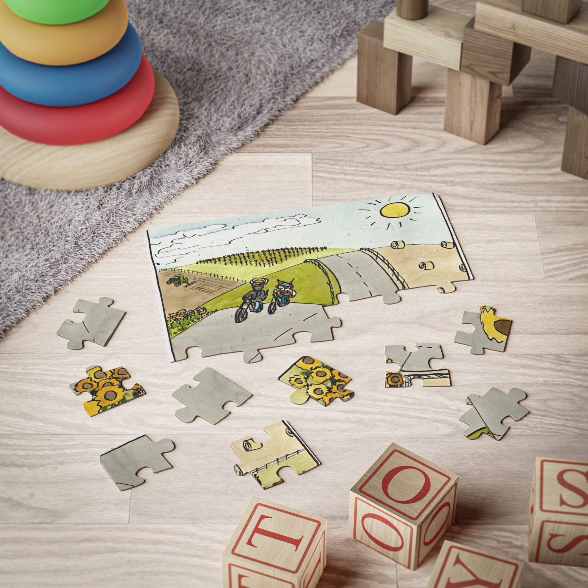 Kid's Puzzle - Fox & Bull Moto Ride - From Book 2