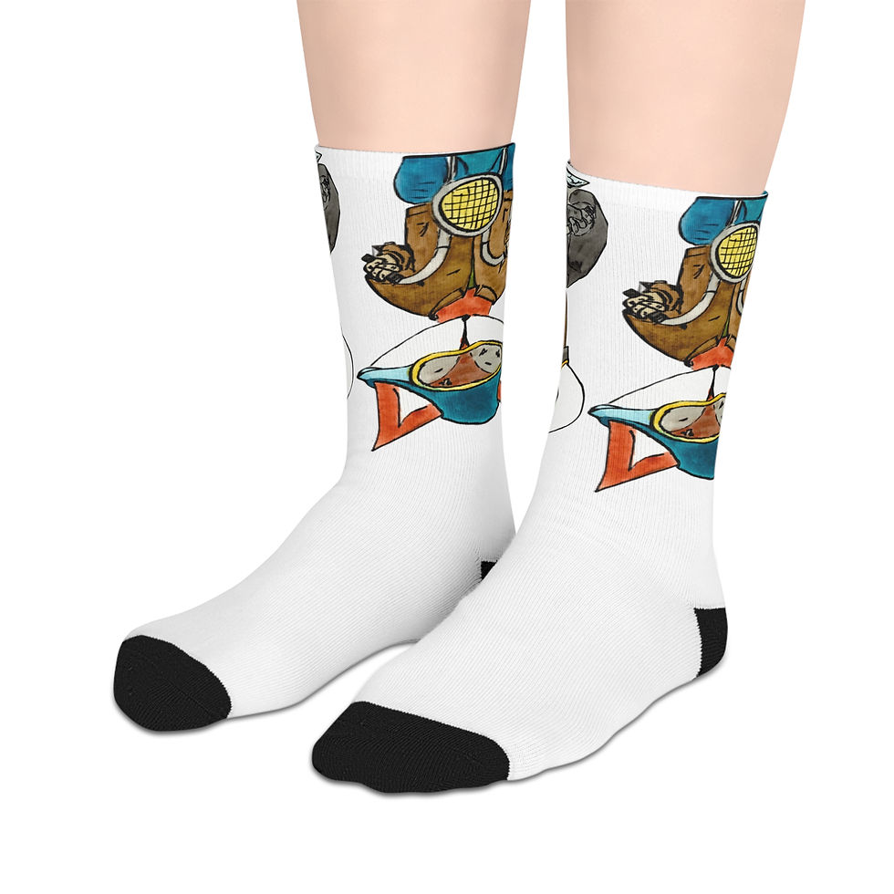 Thumbnail: Cute Cartoon Pattern Mid-Length Socks — Whimsical Animal Crew Socks
