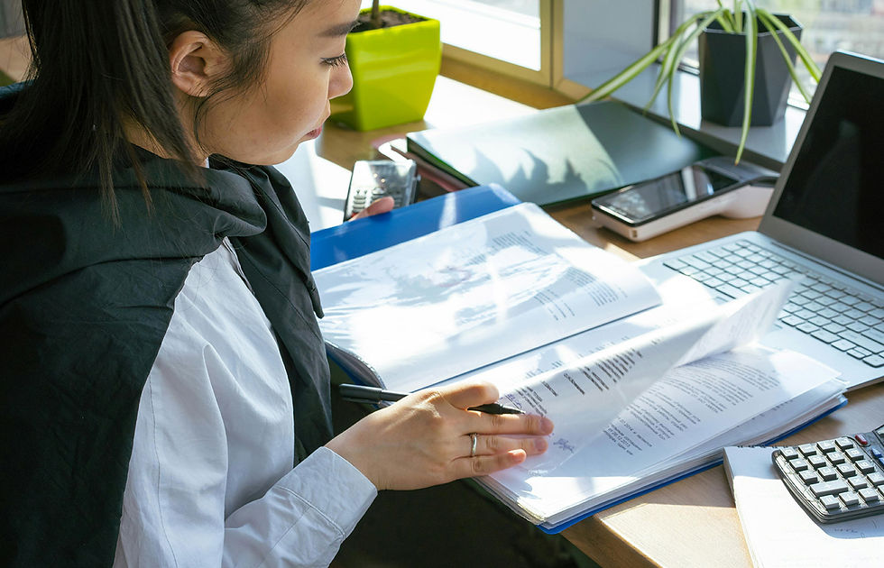 woman going through paperwork