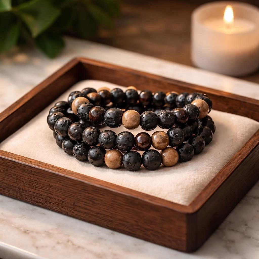 Lava Stone&Wood Bracelet