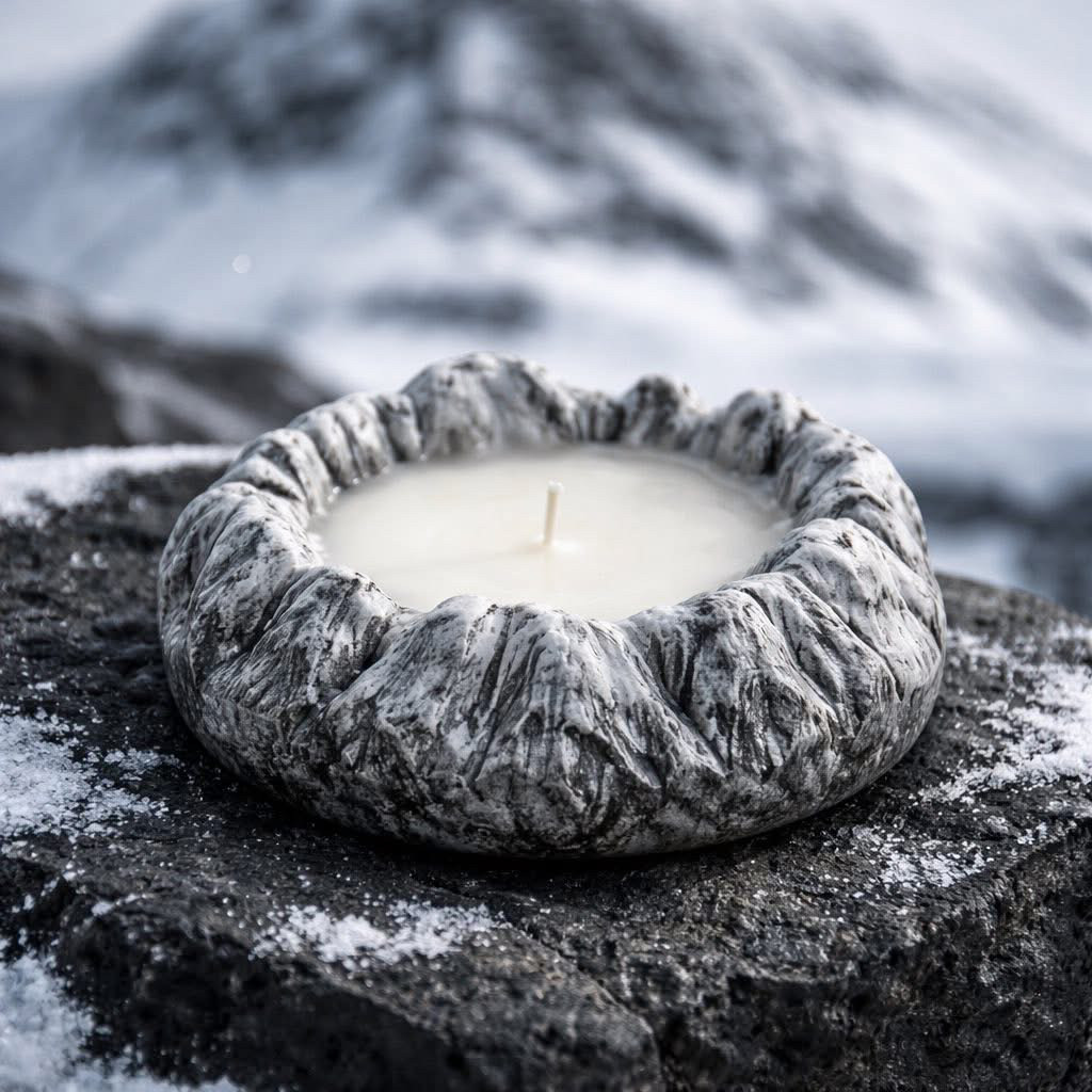 Snowy mountain plaster & candle