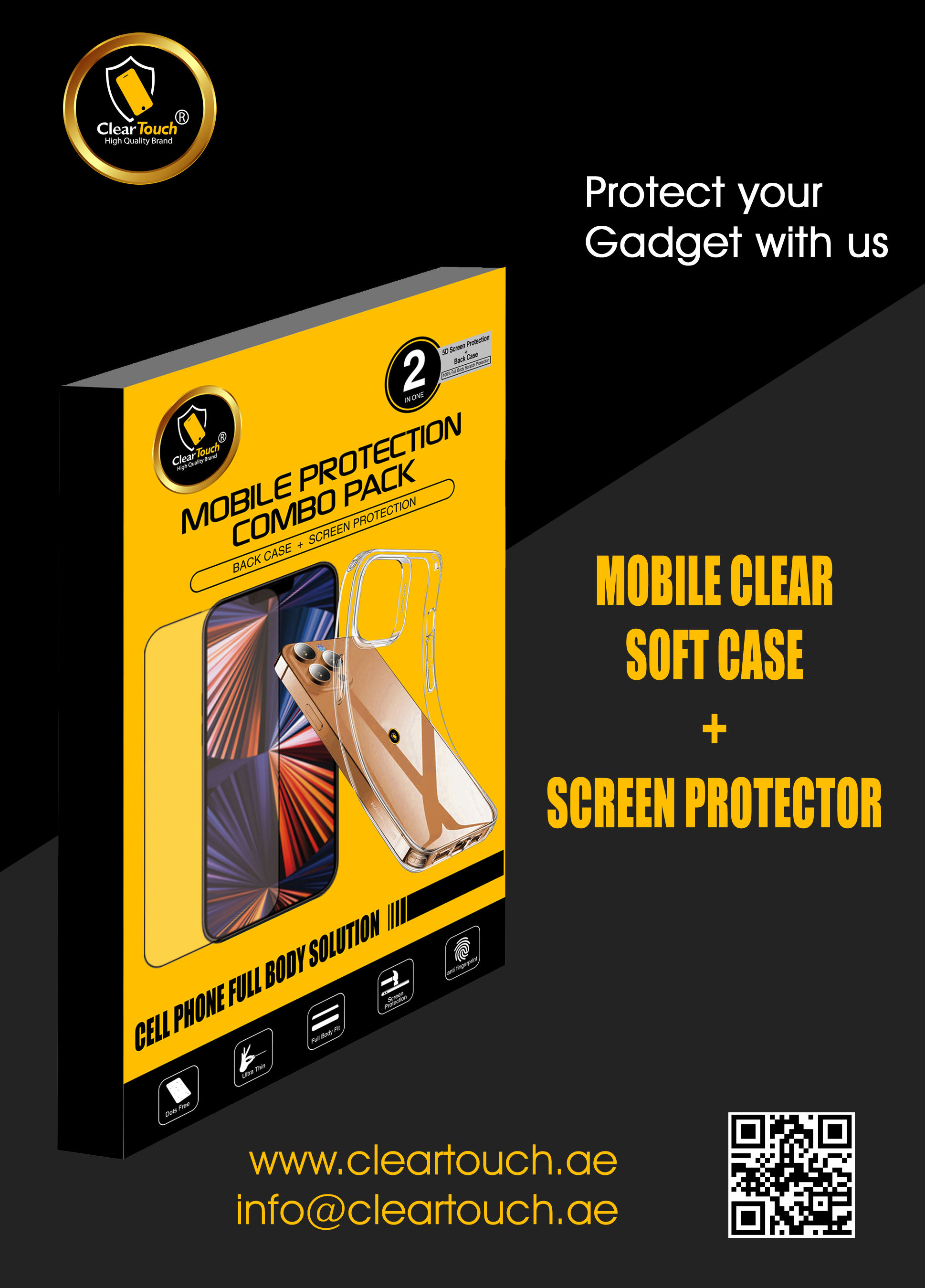 Mobile clear soft case + Screen protector
