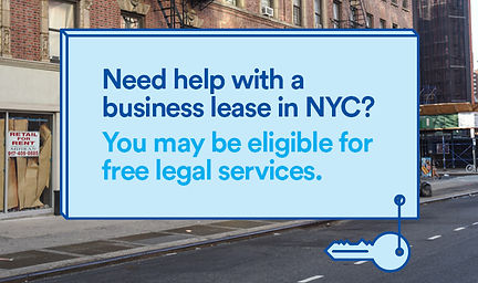 sign offering help with business leases in NYC and free legal services