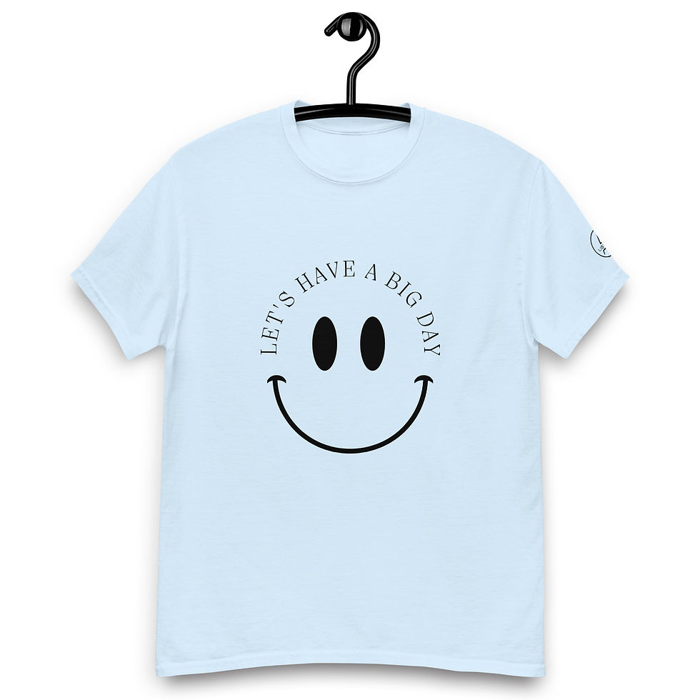 Thumbnail: "Let's Have a Big Day" Smiley Tee with Black Sleeve Logo