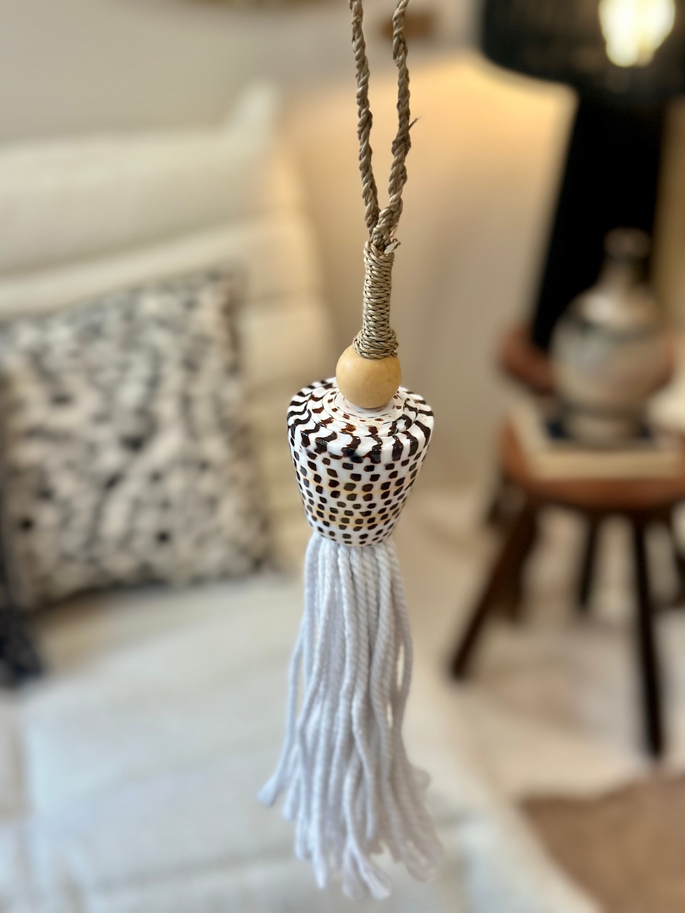 GRANDE SUSPENSION FIBRES NATURELLES & COQUILLAGES