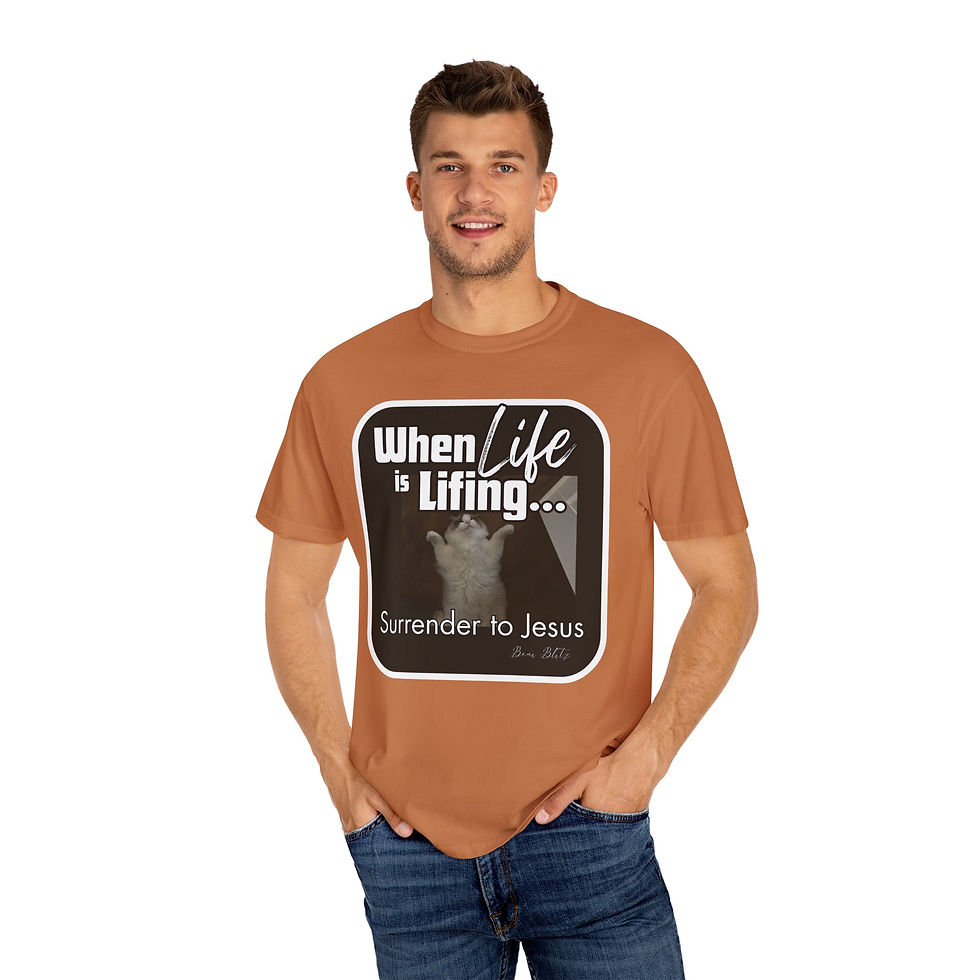 Thumbnail: Man in brown Auburn Unisex Tee, "When Life is Lifting... Surrender to Jesus"