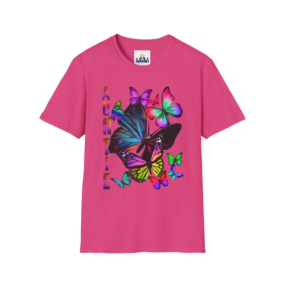 Thumbnail: Pink t-shirt with colorful butterflies