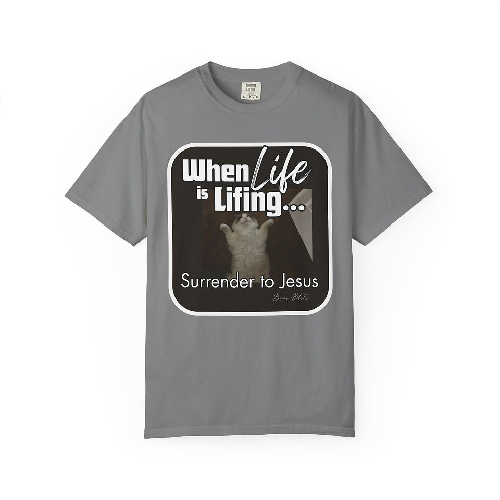 Thumbnail: Gray T-Shirt: "When Life is Lifting... Surrender to Jesus"