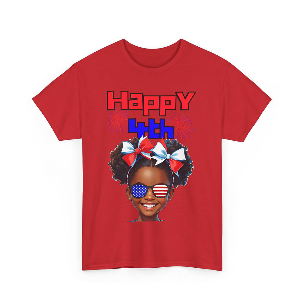 Thumbnail: Happy 4th Unisex Cotton Tee: Girl in sunglasses