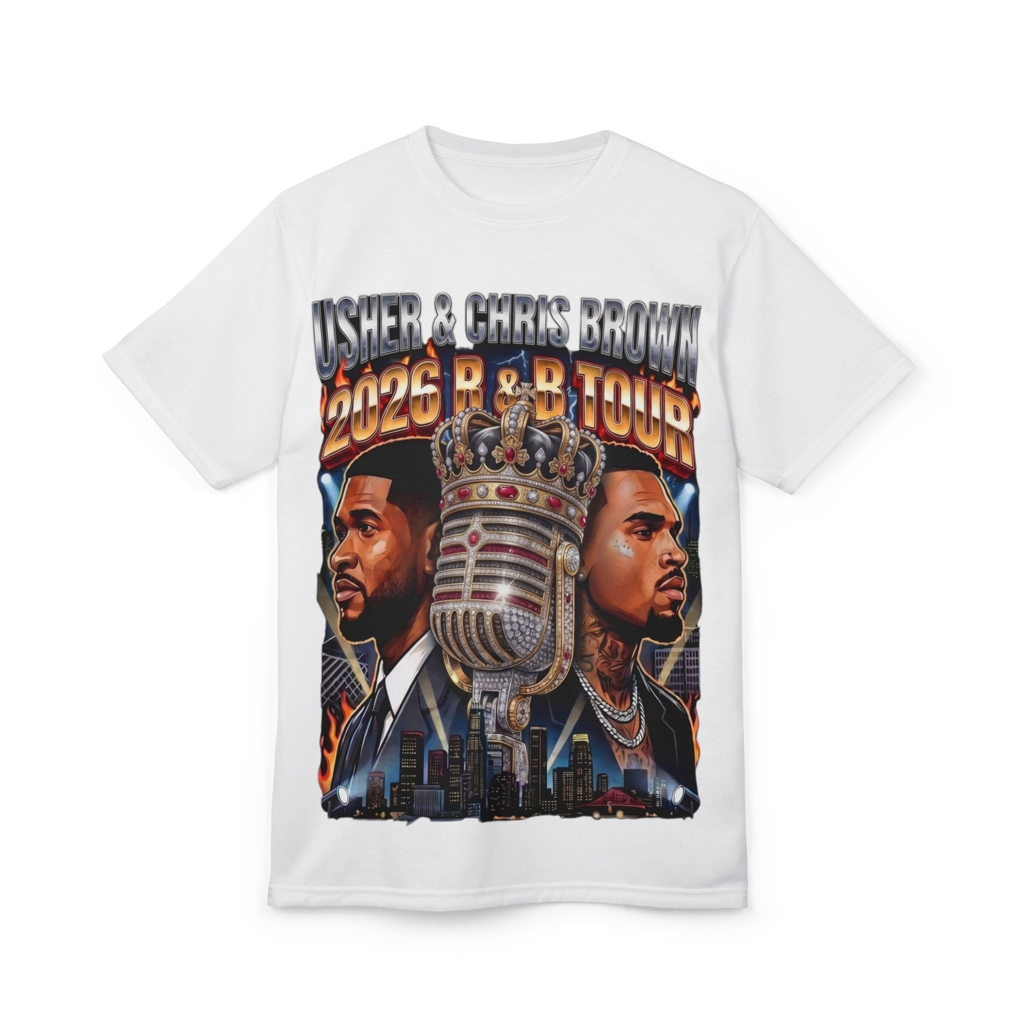 2026 R&B Tour Graphic Tee - Vintage Microphone & Portraits Concert Shirt