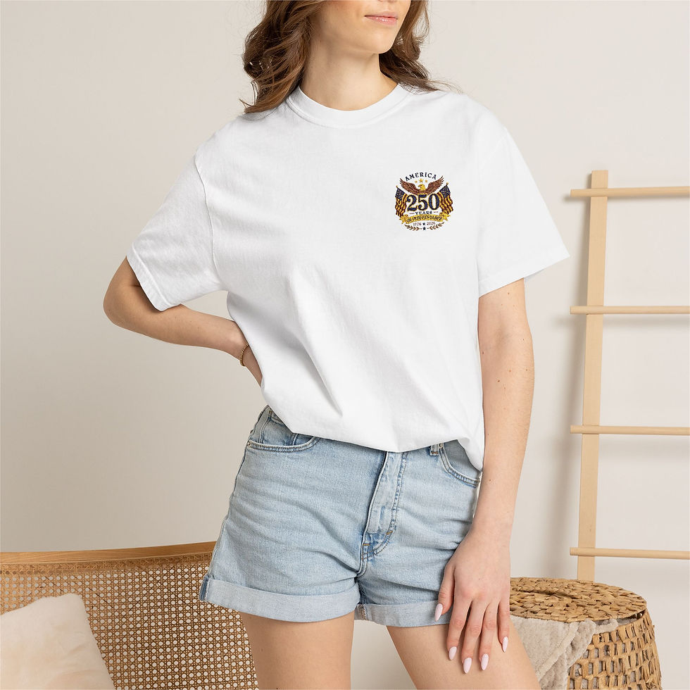 Thumbnail: Embroidered America 250th Anniversary Patriotic T-Shirt