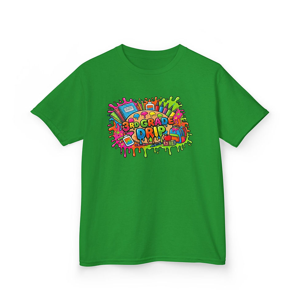 Thumbnail: 3rd Grade Drip Kids T‑Shirt — Colorful Back‑to‑School Graphic Tee