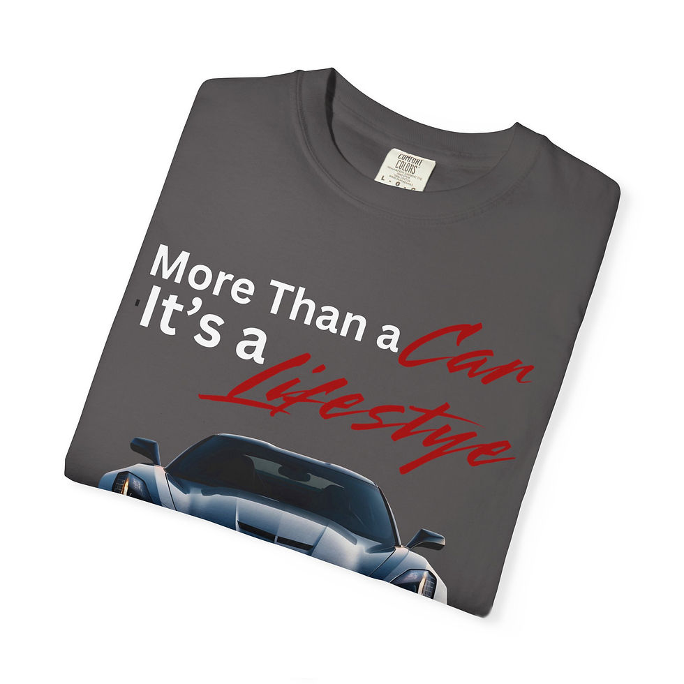 Thumbnail: Gray shirt with car graphic: "More Than a Car, It's a Lifestyle"