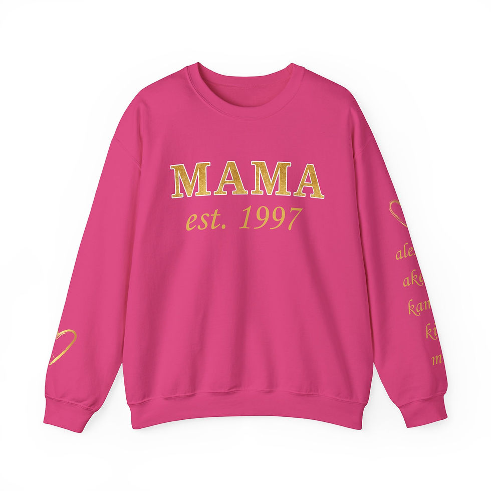 Thumbnail: Personalized Mama Est. ???? Crewneck Sweatshirt — Gold Script Mother's Day Gift