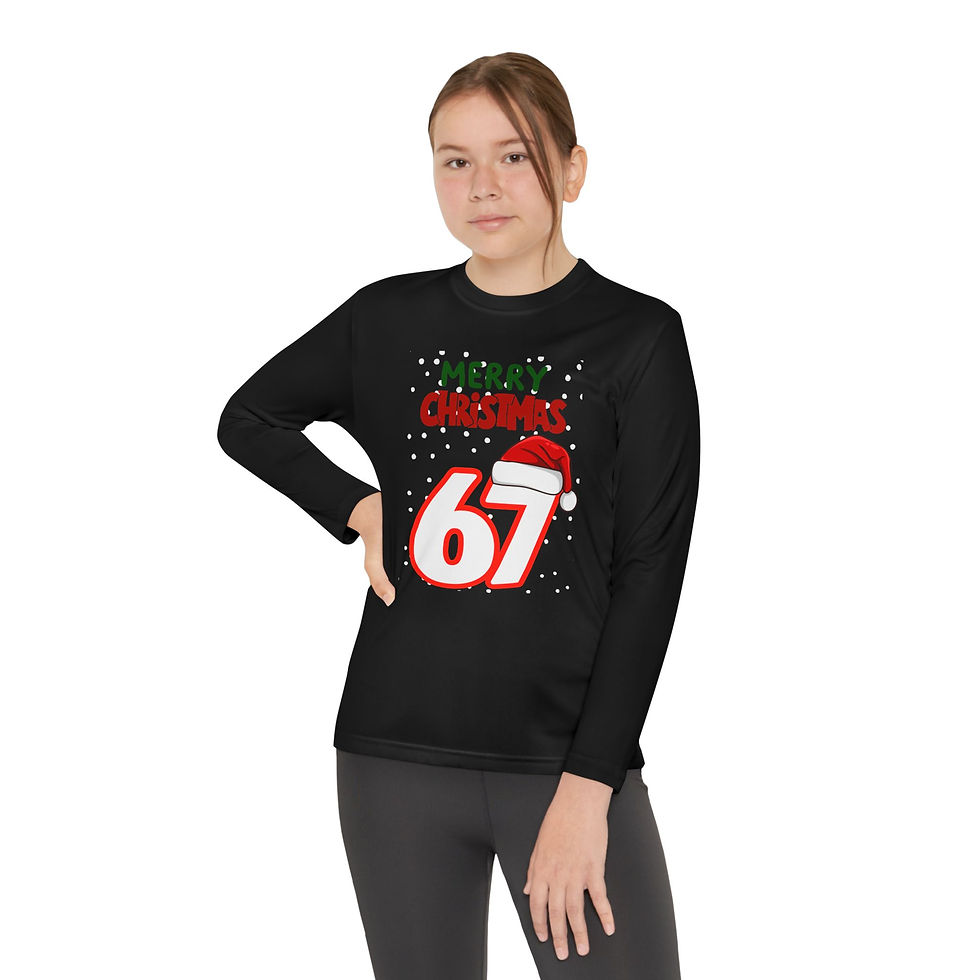 Thumbnail: Youth Long Sleeve Tee — "Merry Christmas 67" Holiday Shirt