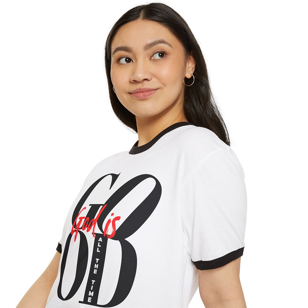 Thumbnail: Woman in white "God is Good" tee