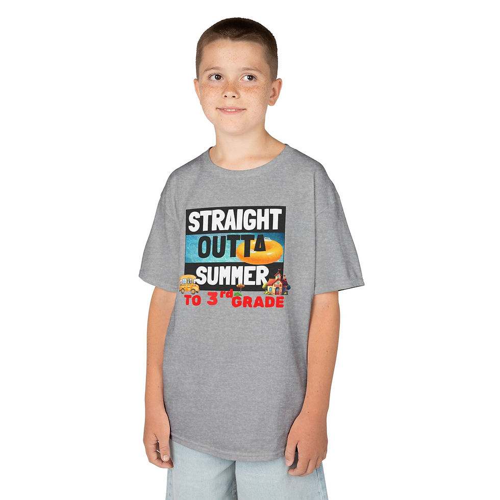 Thumbnail: Boy wearing 'Straight Outta Summer to 3rd Grade' shirt