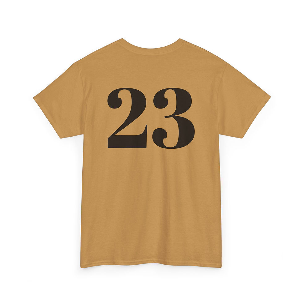 Thumbnail: Back of mustard-gold Auburn Unisex Tee, featuring large black number 23