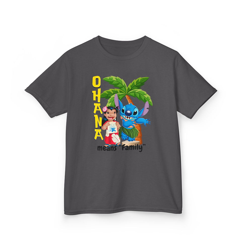 Thumbnail: Kids' Ohana means Family T-shirt featuring Lilo and Stitch