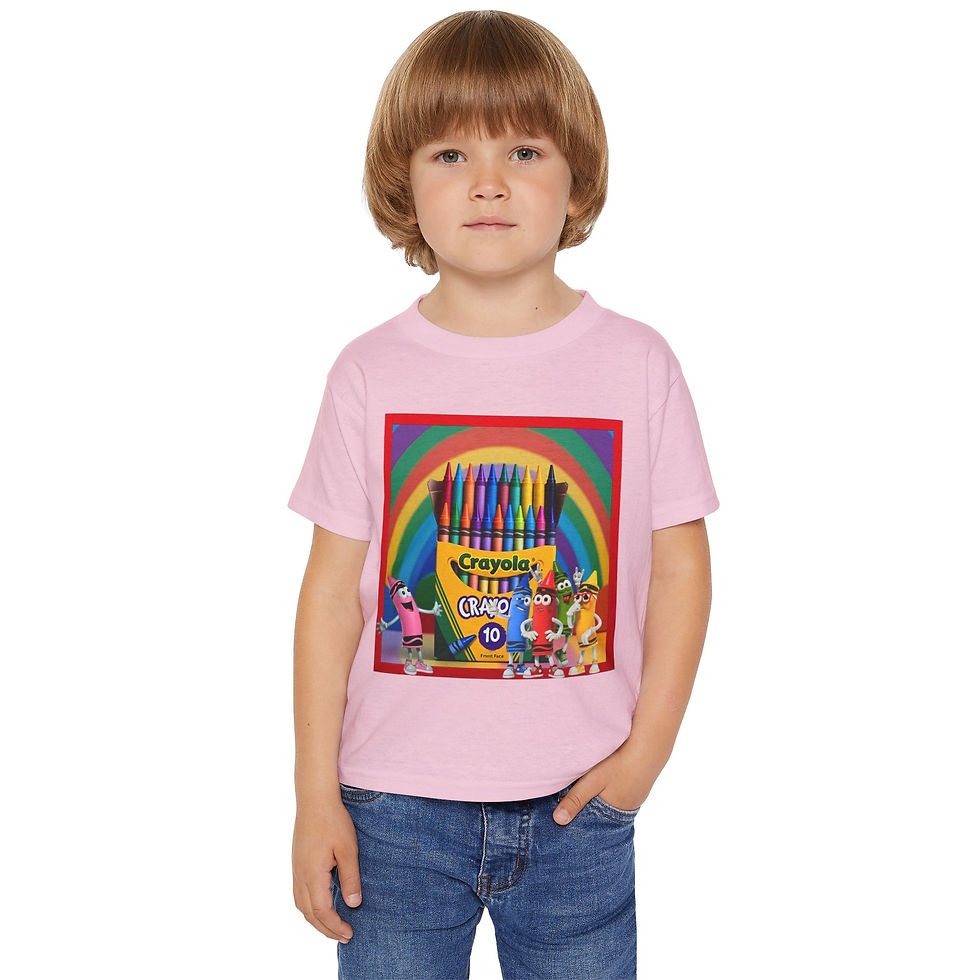 Thumbnail: Child modeling colorful crayon t-shirt